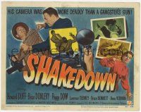 3k394 SHAKEDOWN TC '50 Howard Duff, Brian Donlevy, Peggy Dow, great film noir art!