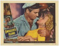 3k909 SMUGGLER'S ISLAND LC #3 '51 romantic close up of manly Jeff Chandler & sexy Evelyn Keyes!