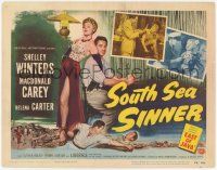 3k421 SOUTH SEA SINNER TC '49 sexiest Shelley Winters in skin-tight dress, Macdonald Carey w/cards!