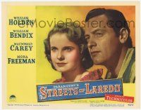 3k925 STREETS OF LAREDO LC #5 '49 best super close up of William Holden & Mona Freeman!
