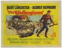 3k483 UNFORGIVEN TC '60 Burt Lancaster, Audrey Hepburn, directed by John Huston!