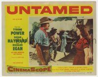3k966 UNTAMED LC #7 '55 close up of Tyrone Power & pretty Susan Hayward in Africa!