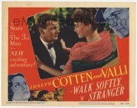 3k973 WALK SOFTLY STRANGER LC #8 '50 c/u of Joseph Cotten in tuxedo with pretty Alida Valli!