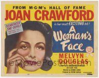 3k533 WOMAN'S FACE TC R54 artwork of Joan Crawford as scarfaced she-devil, Best Picture of 1941!