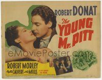 3k550 YOUNG MR. PITT TC '43 romantic c/u of Robert Donat & Phyllis Calvert, directed by Carol Reed!