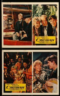 3m067 IN SEARCH OF THE CASTAWAYS 8 color English FOH LCs '62 Jules Verne, Hayley Mills, Chevalier!