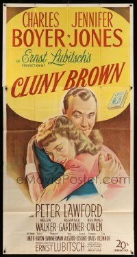 3p293 CLUNY BROWN 3sh '46 great stone litho of Charles Boyer & Jennifer Jones, Ernst Lubitsch!