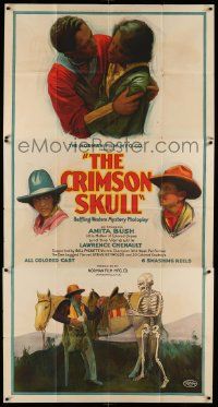3p296 CRIMSON SKULL 3sh '21 stone litho of cowboys Anita Bush & Lawrence Chenault + cool skeleton!
