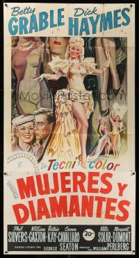 3p304 DIAMOND HORSESHOE Spanish/U.S. export 3sh '45 stone litho of sexy Betty Grable in skimpy outfits!