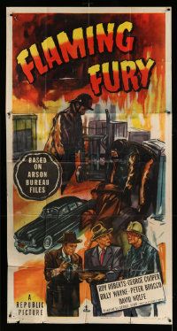 3p316 FLAMING FURY 3sh '49 from Arson Bureau files, cool artwork of firefighters & detectives!