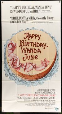 3p337 HAPPY BIRTHDAY WANDA JUNE 3sh '71 from Kurt Vonnegut play, great cake artwork!
