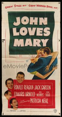 3p356 JOHN LOVES MARY 3sh '49 Ronald Reagan, Jack Carson, Edward Arnold, great stage hit!