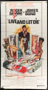 3p370 LIVE & LET DIE 3sh '73 tarot card art of Roger Moore as James Bond by Robert McGinnis!