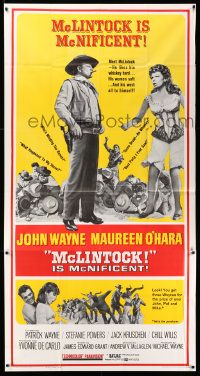 3p383 McLINTOCK 3sh '63 great full length images of John Wayne & sexy Maureen O'Hara!