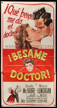 3p387 MOTHER DIDN'T TELL ME Spanish/U.S. export 3sh '50 art of Dorothy McGuire & William Lundigan kissing!