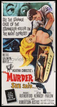 3p389 MURDER SHE SAID 3sh '61 detective Margaret Rutherford follows a strangler, Agatha Christie