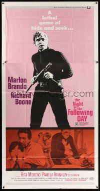 3p397 NIGHT OF THE FOLLOWING DAY 3sh '69 Marlon Brando, Richard Boone, lethal game of hide & seek!