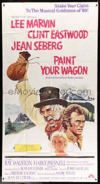 3p403 PAINT YOUR WAGON int'l 3sh '69 art of Clint Eastwood, Lee Marvin & pretty Jean Seberg!