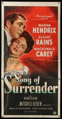3p446 SONG OF SURRENDER 3sh '49 directed by Mitchell Leisen, c/u of Claude Rains & Wanda Hendrix!
