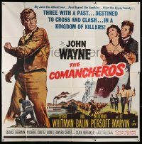 3p078 COMANCHEROS 6sh '61 art of John Wayne in a kingdom of killers, directed by Michael Curtiz!