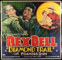 3p085 DIAMOND TRAIL 6sh '32 stone litho of cowboy Rex Bell in death struggle & romancing, rare!
