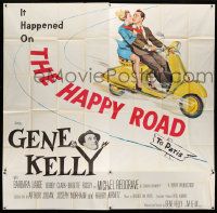 3p100 HAPPY ROAD 6sh '57 Gene Kelly directs & stars w/pretty Barbara Laage on Vespa!