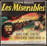 3p115 LES MISERABLES 6sh '52 Michael Rennie as Jean Valjean, Debra Paget, Victor Hugo!