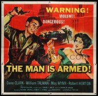 3p120 MAN IS ARMED 6sh '56 art of violent dangerous Dane Clark with gun grabbing sexy May Wynn!