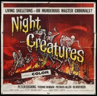3p137 NIGHT CREATURES 6sh '62 Hammer, great horror art of skeletons riding skeleton horses!