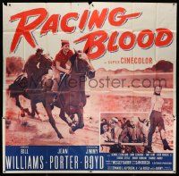 3p156 RACING BLOOD 6sh '54 huge image of jockey Jimmy Boyd riding horse at race!