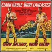 3p165 RUN SILENT, RUN DEEP 6sh '58 art of Clark Gable & Burt Lancaster + military submarine!