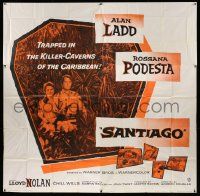 3p167 SANTIAGO 6sh '56 Alan Ladd with gun & Rossana Podesta in the jungle!