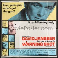 3p199 WARNING SHOT 6sh '66 David Janssen, Joan Collins, sexy girls, who's got the gun, different?