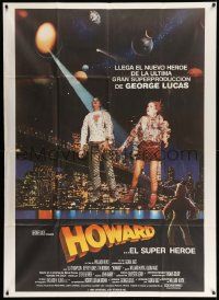 3p842 HOWARD THE DUCK Argentinean 41x57 '86 George Lucas, different image of Robbins & Thompson!