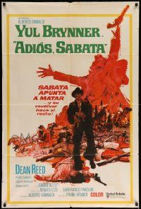 3p846 ADIOS SABATA Argentinean '71 Yul Brynner aims to kill, and his gun does the rest, cool art!
