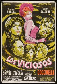 3p916 LOS VICIOSOS Argentinean '62 Osvaldo Venturi art of Graciela Borges, Jorge Salcedo & cast!