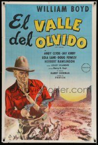 3p917 LOST CANYON Argentinean '42 great artwork of William Boyd with two guns over the desert!