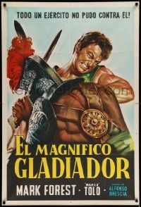 3p918 MAGNIFICENT GLADIATOR Argentinean '64 great art of Mark Forest as Il Magnifico Gladiatore!