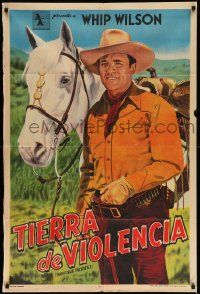 3p928 MONTANA INCIDENT Argentinean '52 great full-length art of cowboy Whip Wilson & his horse!