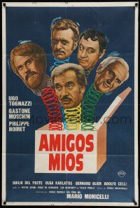 3p929 MY FRIENDS Argentinean '76 Mario Monicelli, Ugo Tognazzi, wacky jack-in-the-box artwork!