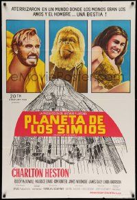 3p937 PLANET OF THE APES Argentinean '68 Charlton Heston, Linda Harrison, classic sci-fi!