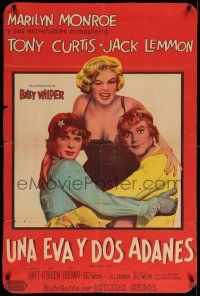 3p965 SOME LIKE IT HOT Argentinean '59 sexy Marilyn Monroe with Curtis & Lemmon in drag!