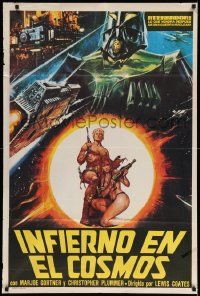 3p970 STARCRASH Argentinean '79 cool different sci-fi art with sexy near-naked Caroline Munro!