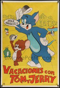 3p991 VACACIONES CON TOM Y JERRY Argentinean '70s cartoon art of Tom & Jerry doffing their hats!
