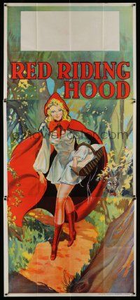 3p038 RED RIDING HOOD stage play English 3sh '30s stone litho of Red w/wolf trailing behind!