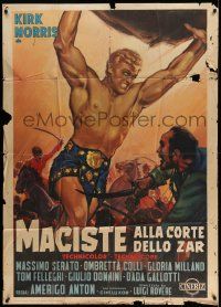 3p516 ATLAS AGAINST THE CZAR Italian 1p '64 art of Kirk Morris as Maciste by Luigi Martinati!