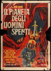 3p525 BATTLE OF THE WORLDS Italian 1p '63 great art of astronauts & rockets by Favalli & Iacoponi!