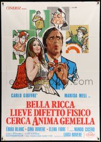 3p527 BELLA RICCA LIEVE DIFETTO FISICO CERCA ANIMA GEMELLA Italian 1p '73 cool art by Cesselon!