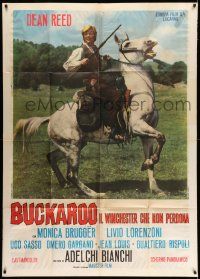 3p547 BUCKAROO Italian 1p '67 Dean Reed with rifle on white horse, spaghetti western!