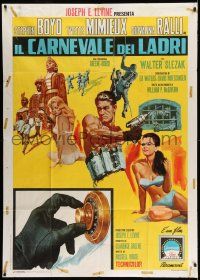 3p557 CAPER OF THE GOLDEN BULLS Italian 1p '67 Stephen Boyd, Yvette Mimieux, cool bank robbery art!